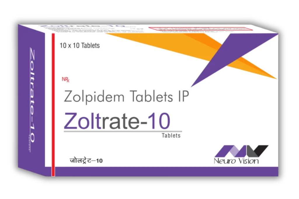 Zolpidem Tartrate 10mg Zoltrate tablets used for short-term insomnia treatment and sleep aid