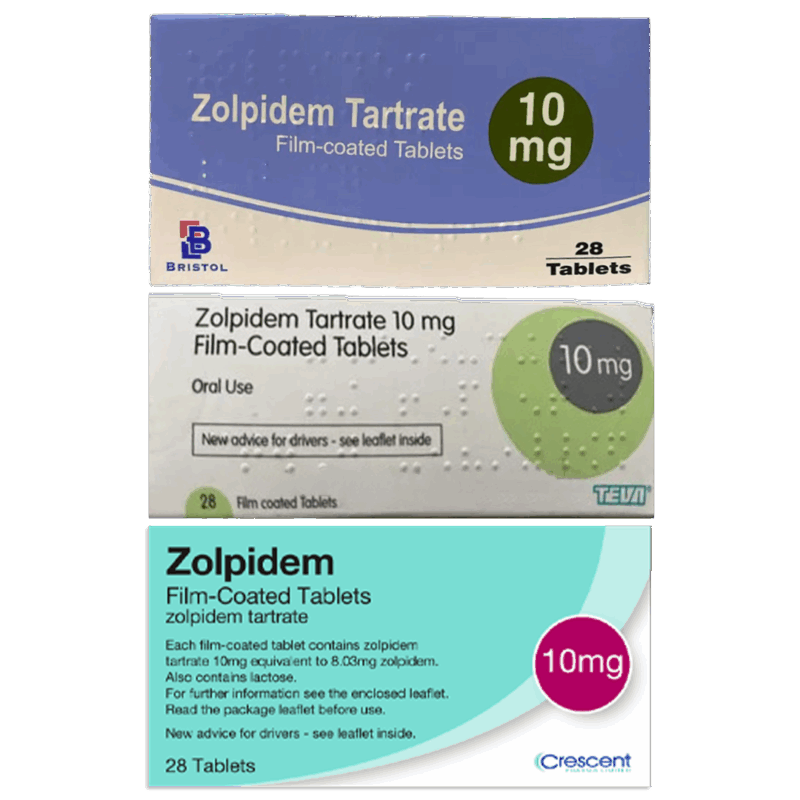 Zolpidem Tartrate 10mg tablets used for short-term treatment of insomnia and sleep disorders